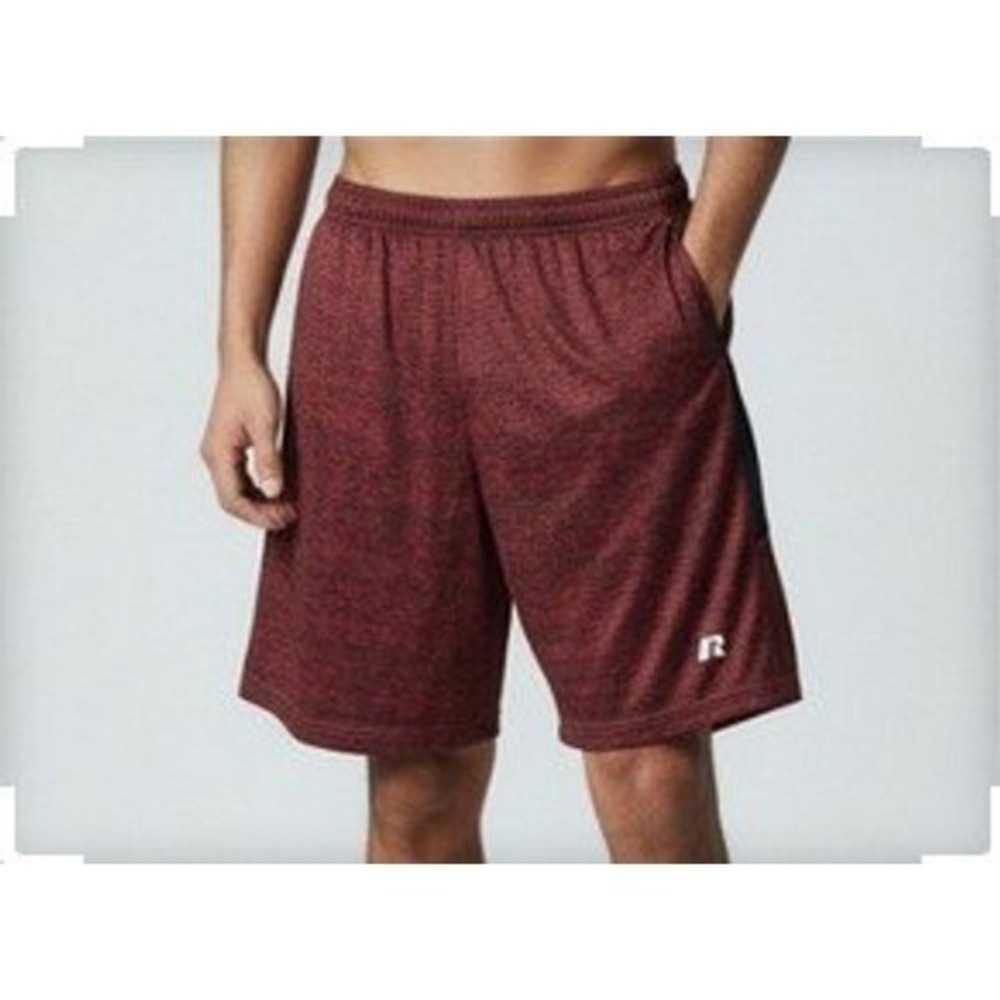 Russell Athletic Men Red Black Heathered Athletic Short Size M Drawstring Waist